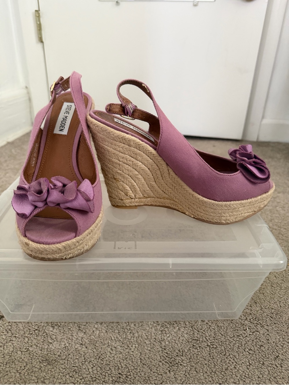 Steve Madden Lavender Slingback Espadrille Wedges with Bow - Picture 5 of 6